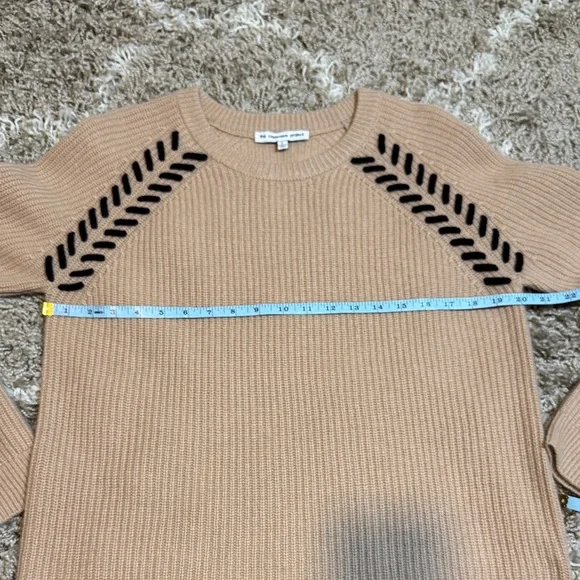 The Cashmere Project Tan Crew Neck Sweater with Black Stitch Accents size Large - Picture 9 of 13